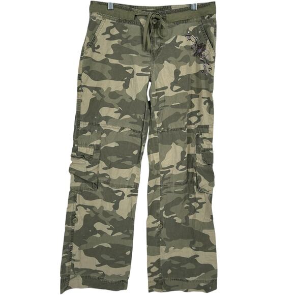 VTG y2k women's low rise floral camo SO wide leg baggy cargo skater punk pants - Picture 1 of 10